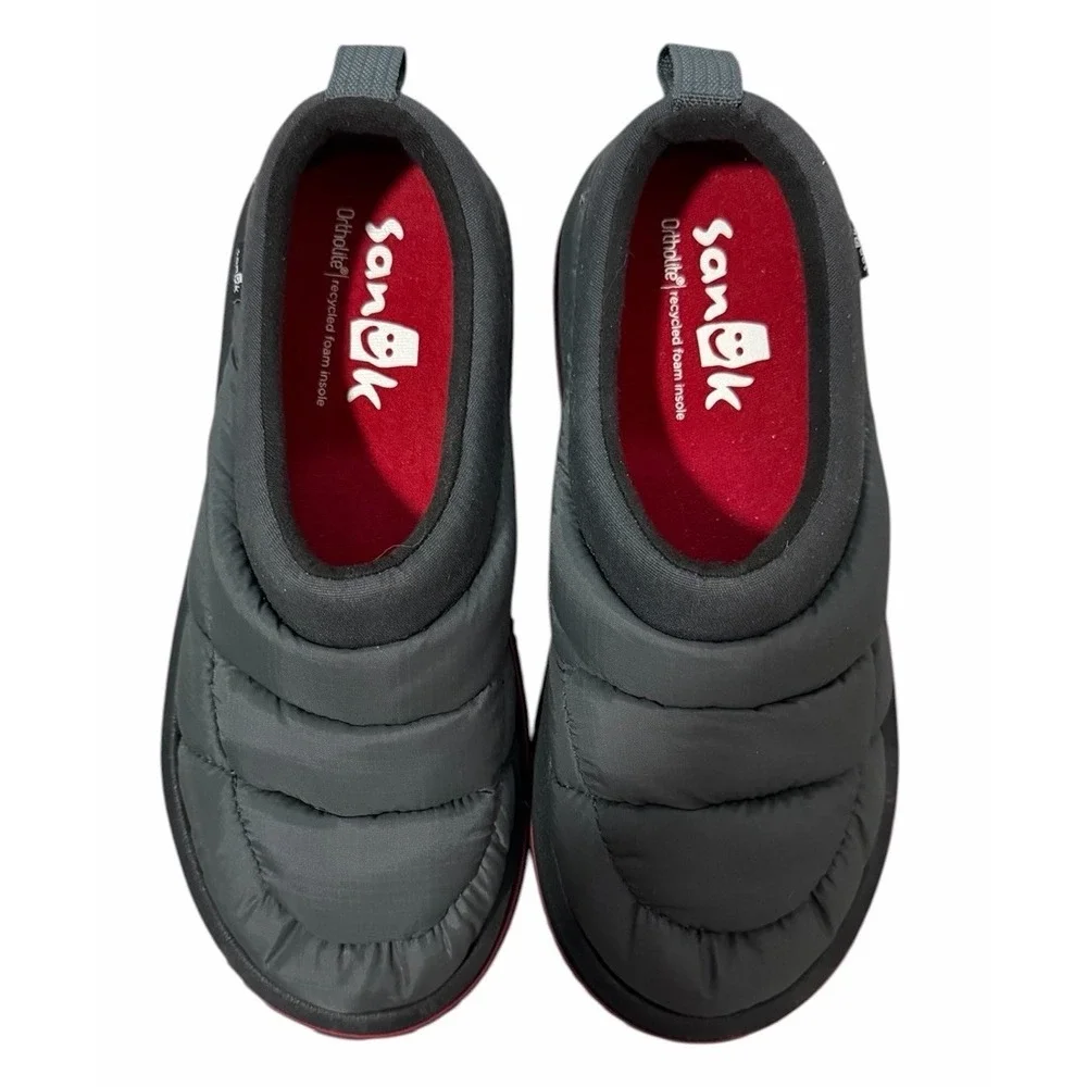 Sanuk Puff N Chill Mock Thermal‎ Puffy Slippers Gunmetal Mens Size 9